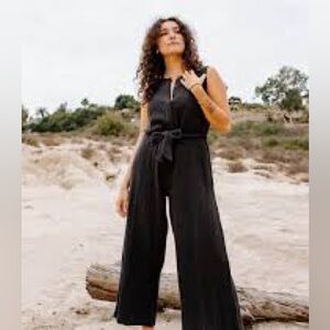 Rachel Pally Sadie sleeveless jumpsuit in black, XL